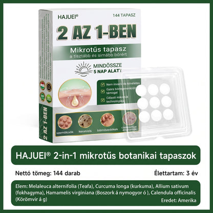 🇭🇺 HAJUEI® ☺️ 2-az-1-ben Mikrotű & Hidrokoloid Tapasz | 🧪 Kiemelkedő Anyajegyek, Pattanások, Lapos Szemölcsök & Bőrkinövések Eltávolítója | Ráncok, Hegek & Bőrhibák Javítása | Láthatatlan Csillag Pattanástapasz Arcra & Testre | 144 db ✨