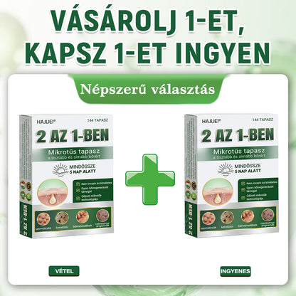 🇭🇺 HAJUEI® ☺️ 2-az-1-ben Mikrotű & Hidrokoloid Tapasz | 🧪 Kiemelkedő Anyajegyek, Pattanások, Lapos Szemölcsök & Bőrkinövések Eltávolítója | Ráncok, Hegek & Bőrhibák Javítása | Láthatatlan Csillag Pattanástapasz Arcra & Testre | 144 db ✨
