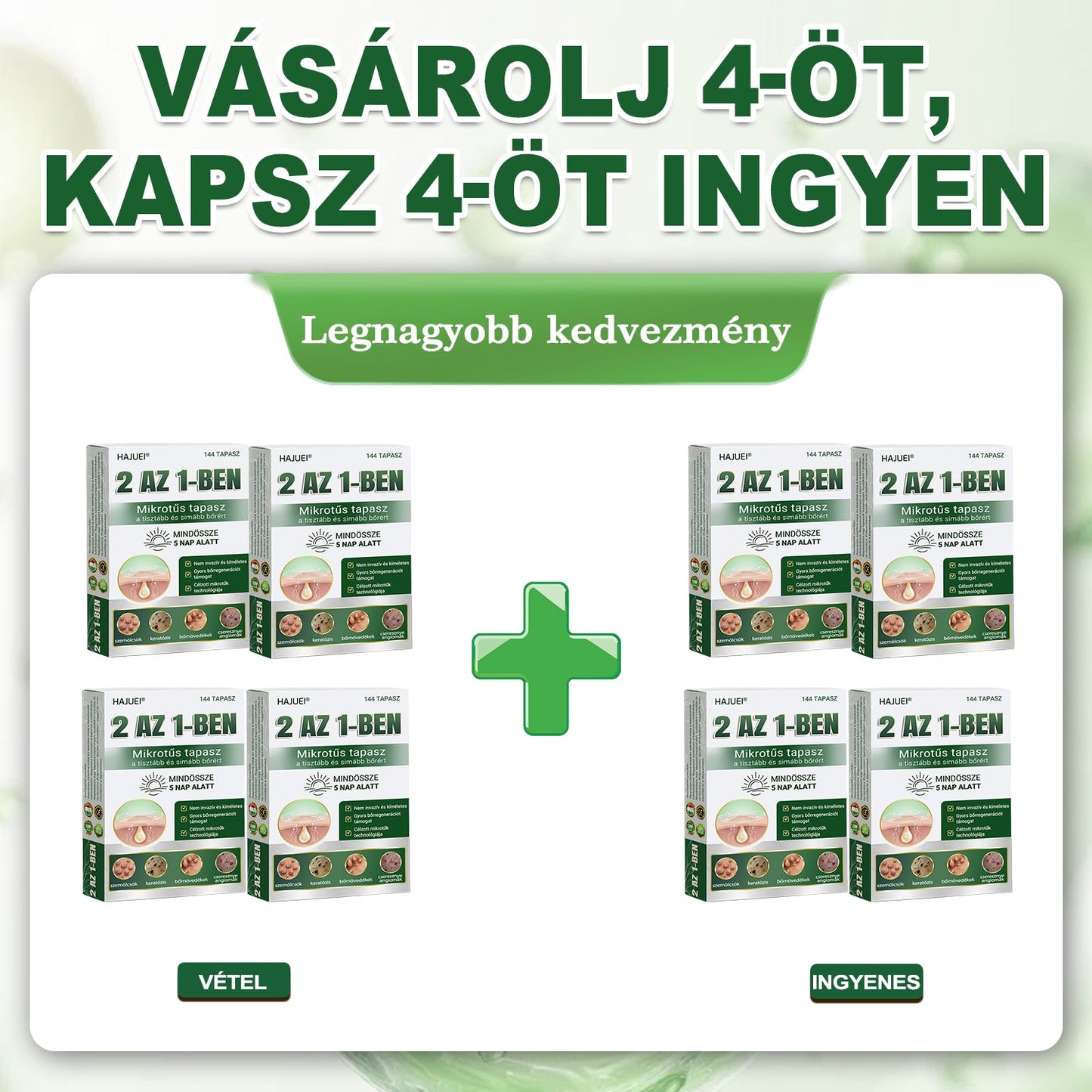 🇭🇺 HAJUEI® ☺️ 2-az-1-ben Mikrotű & Hidrokoloid Tapasz | 🧪 Kiemelkedő Anyajegyek, Pattanások, Lapos Szemölcsök & Bőrkinövések Eltávolítója | Ráncok, Hegek & Bőrhibák Javítása | Láthatatlan Csillag Pattanástapasz Arcra & Testre | 144 db ✨